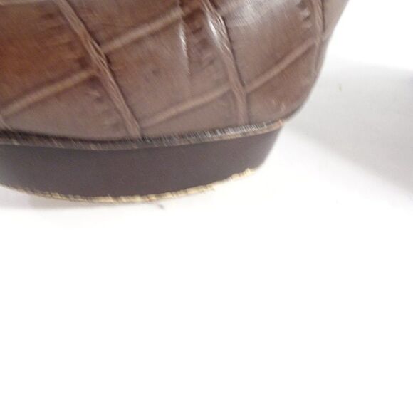 Tory Burch Brown Leather Faux Crock Platform Pumps Sz 6.5 - Picture 5 of 13